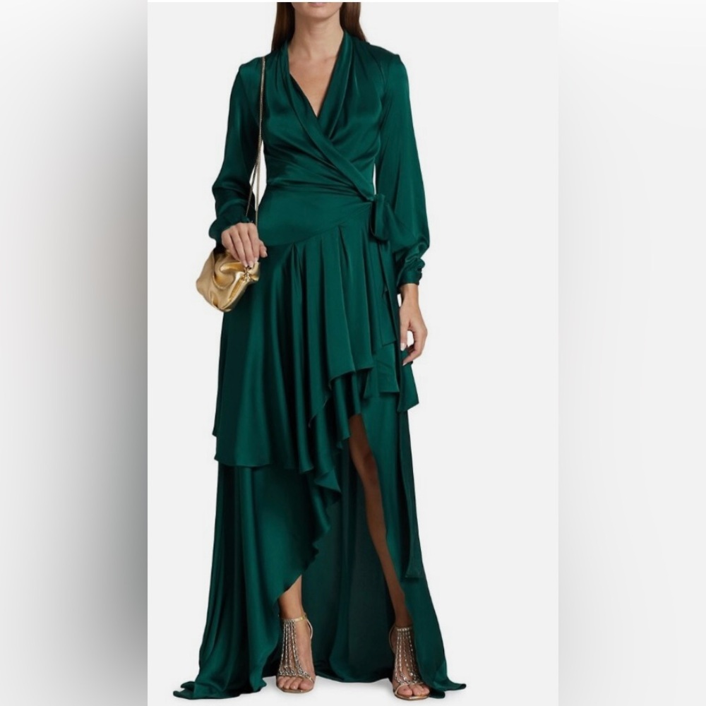 PatBO Emerald High-Low Wrap Dress